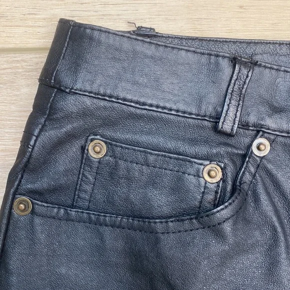 Bagatelle Real Black‎ Leather Pants High Rise Biker Punk Grunge Womens Vintage - Picture 3 of 15